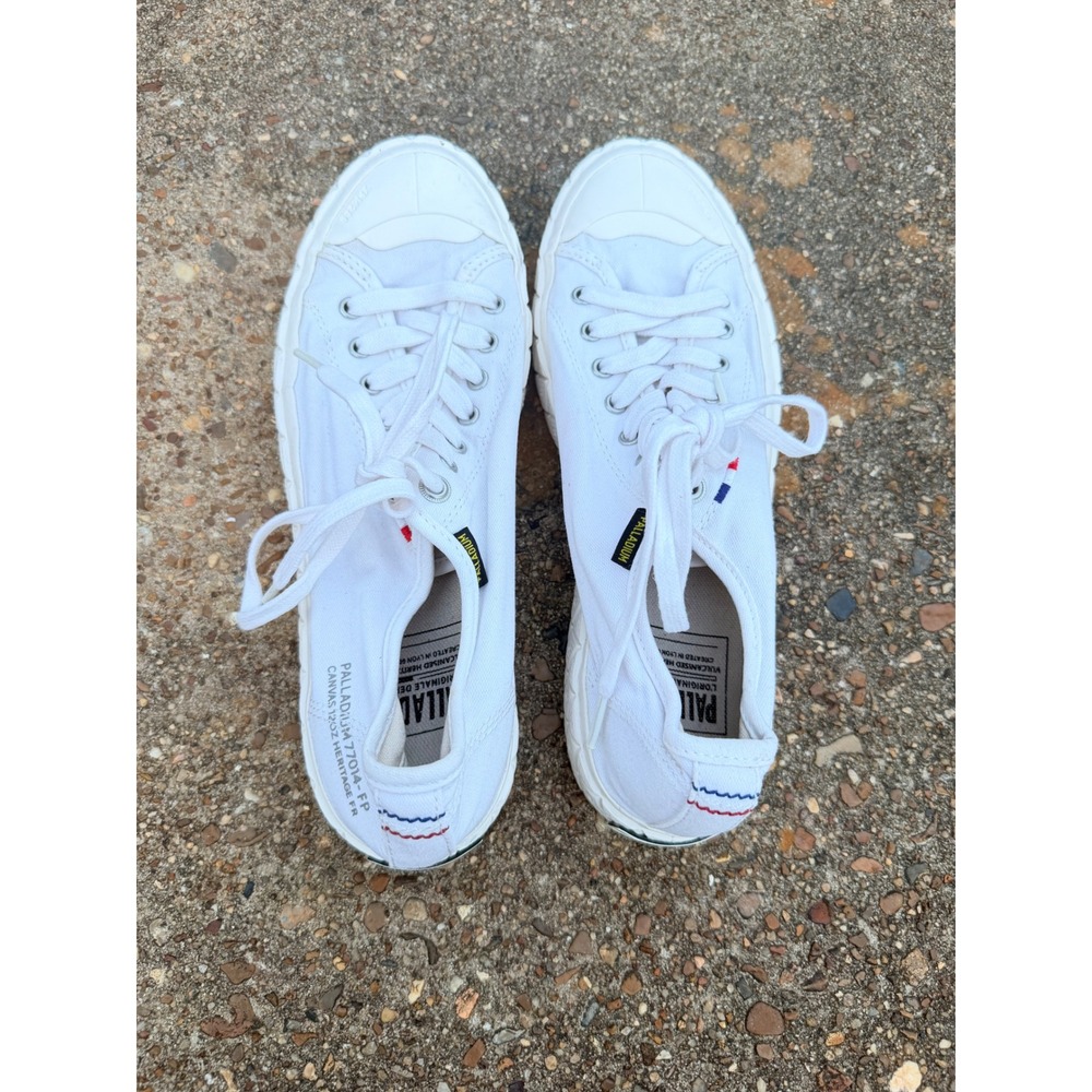 Palladium 77014-FP Heritage FR White Canvas Low Top Sneakers Mens‎ 8 Womens 9.5